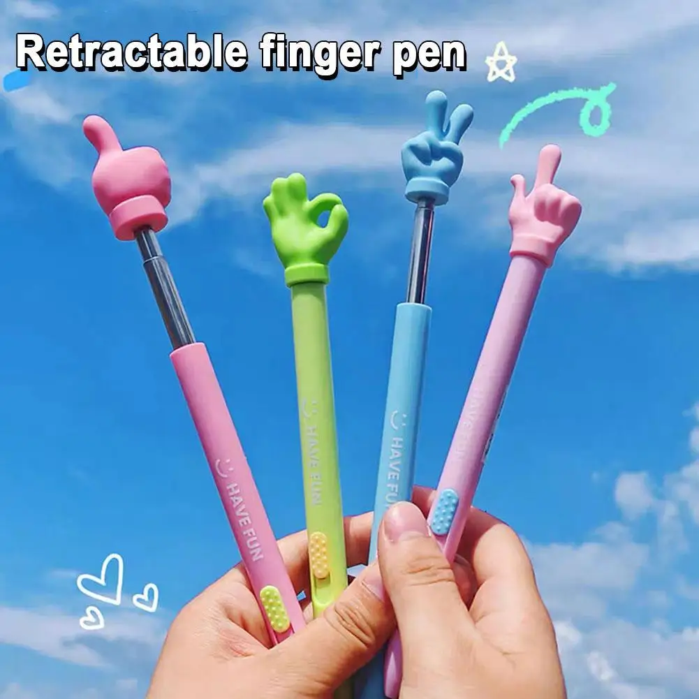 

Upgraded Retractable Finger Reading Pen Extendable Metal Teaching Rod 0.5m Black Gel Ink Pen School Stationery Office Suppliers