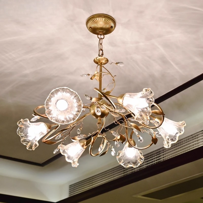 

Chandelier European art retro dining room ceiling light French idyllic living room bedroom warm lamp