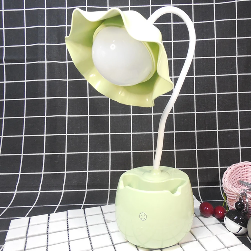 

Lamp Pen Holder Flower Design USB Study Touch Non-flickering Plastic Desk Lamps Night Lights for Reading