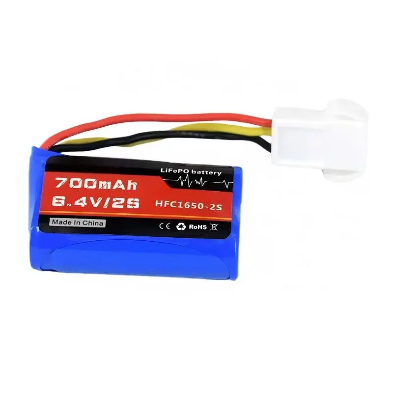 For RC Off-road Car Boat 6.4V 2S 700mAh HFC1650-2S LiFePO4 Battery EL4.5-3P Female Connector Rechargeable Replacement