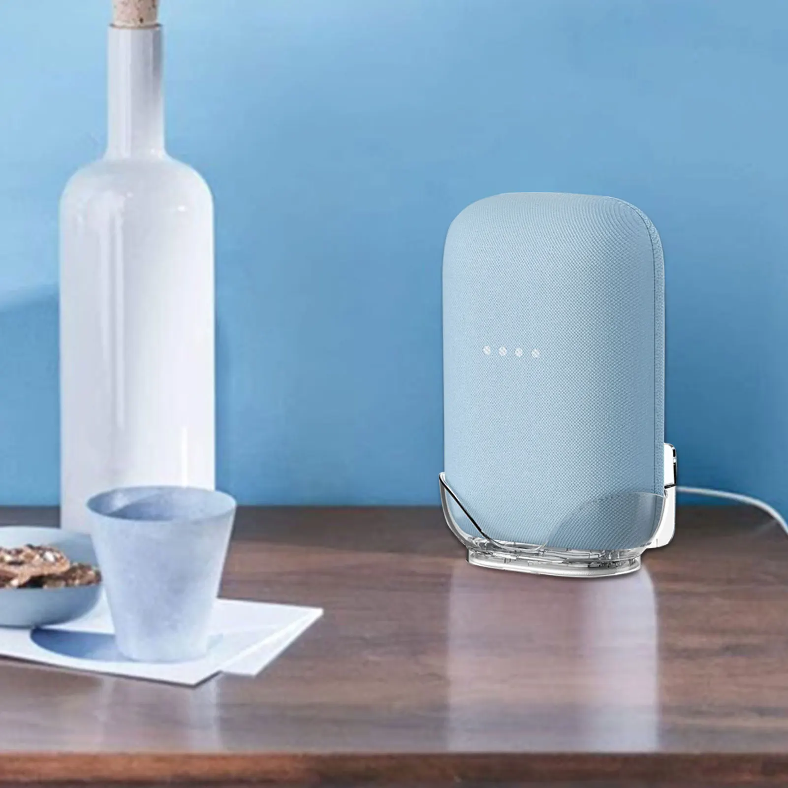 ل GoogleNest الصوت جدار جبل حامل واضح سطح المكتب قوس للمنزل الذكي المتكلم عش الصوت توفير المساحة جدار جبل حامل