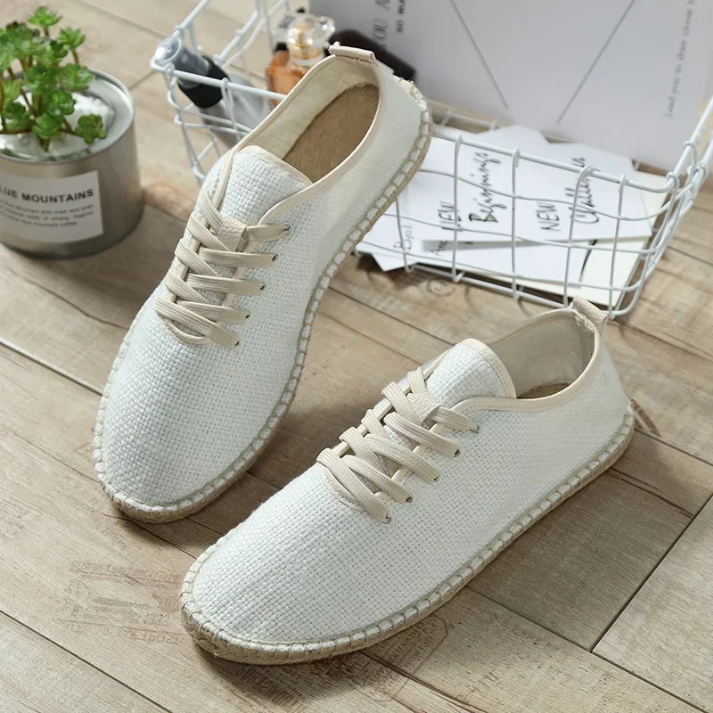 Men Shoes Summer Espadrilles Men Canvas Sneakers New Breathable Fisherman Footwear Mens Slip on Loafers Large Size 47 Sneakers