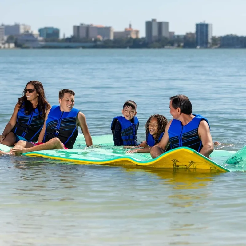 Aqua Lily Pad ALP15 Original Model 15 Foot Water Playground Floating Foam Island Mat with Storage Straps and Pad Protectors,