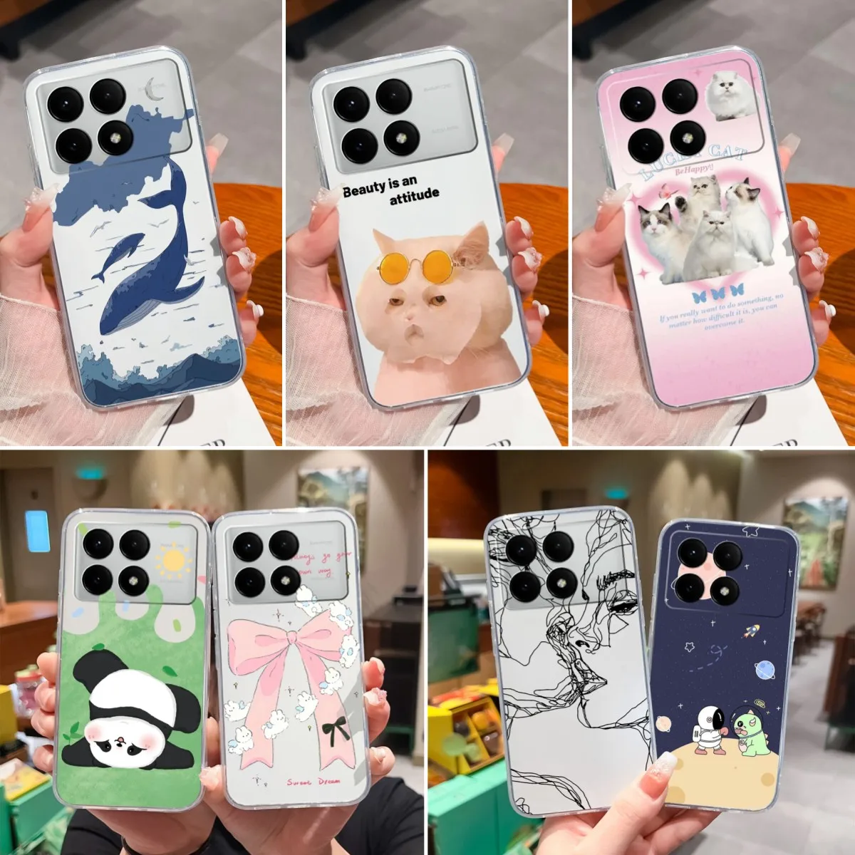 

Compatible For Redmi K70 Pro Ultra K70E Covers Bumper Popular Cat Pattern Anti Drop Clear Silicone Soft TPU For Redmi K 70 Cases