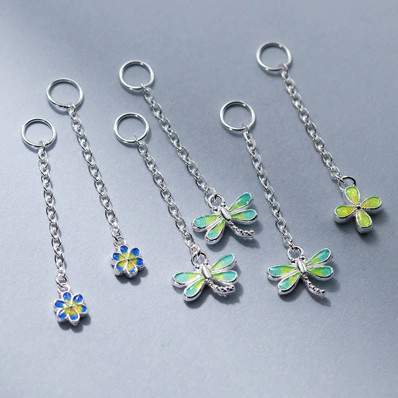 

1pc 925 Sterling Silver Earring Line Connector Chains With Flower 30mm Length Dangle Ear Extension Chains DIY Jewelry Findings