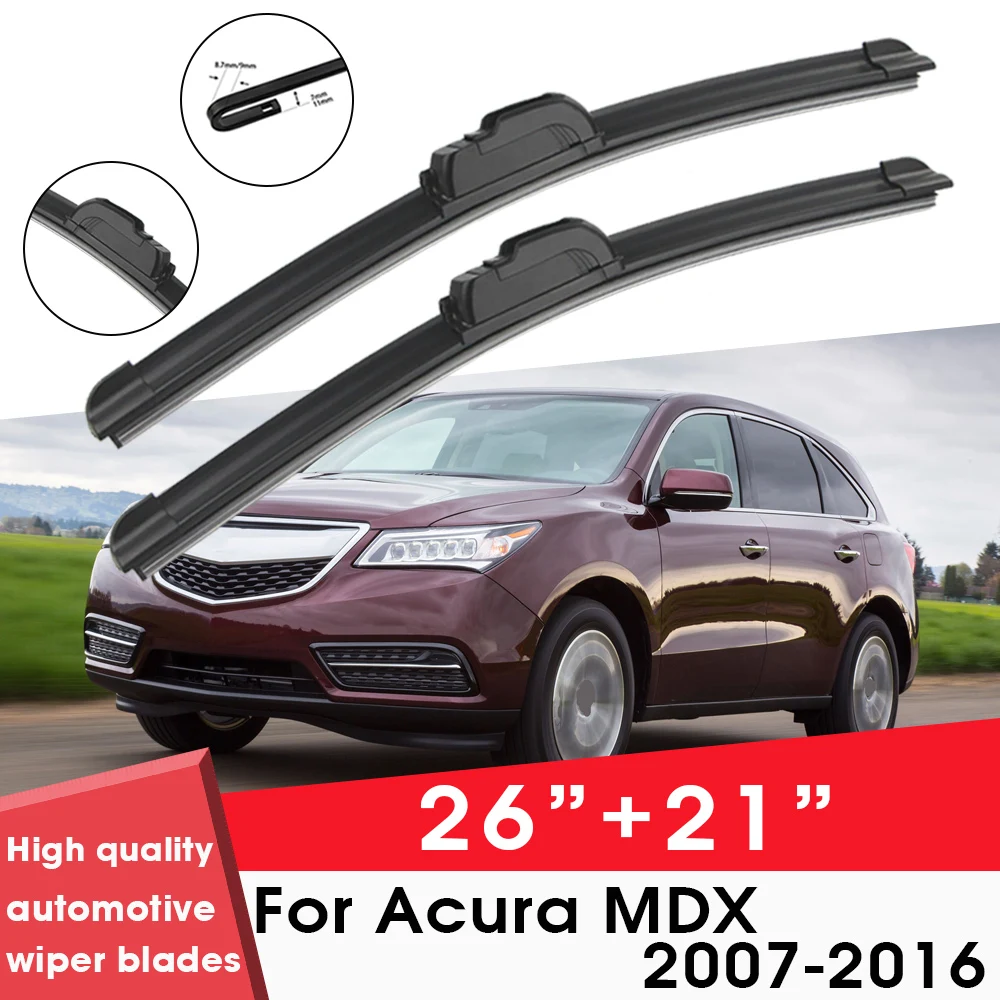 Lâmina de limpador de carro de borracha para Acura MDX 2007-2016, pára-brisas, limpo, silicone, acessórios para carros, 26 "+ 21"