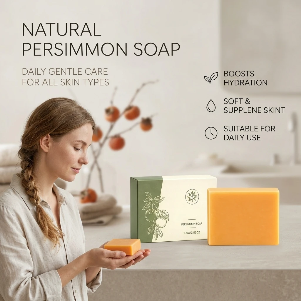 Persimmon Soap Nourishing Skin Remove Dirt Exfoliating Reduce Odors Persistent Fragrance Natural Gentle Body Cleansing Bath Soap