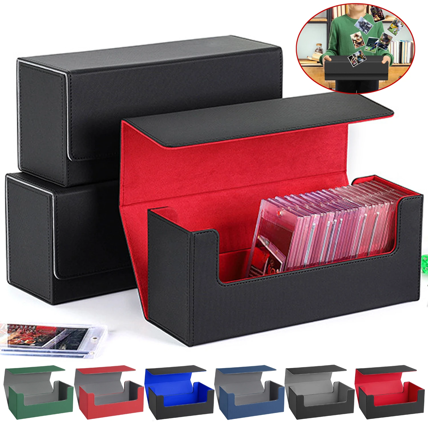 

1PC Card Deck Box Collectible Cards Container with Magnetic Closure Card Deck Storage Box for Sports Cards Trading Card Games