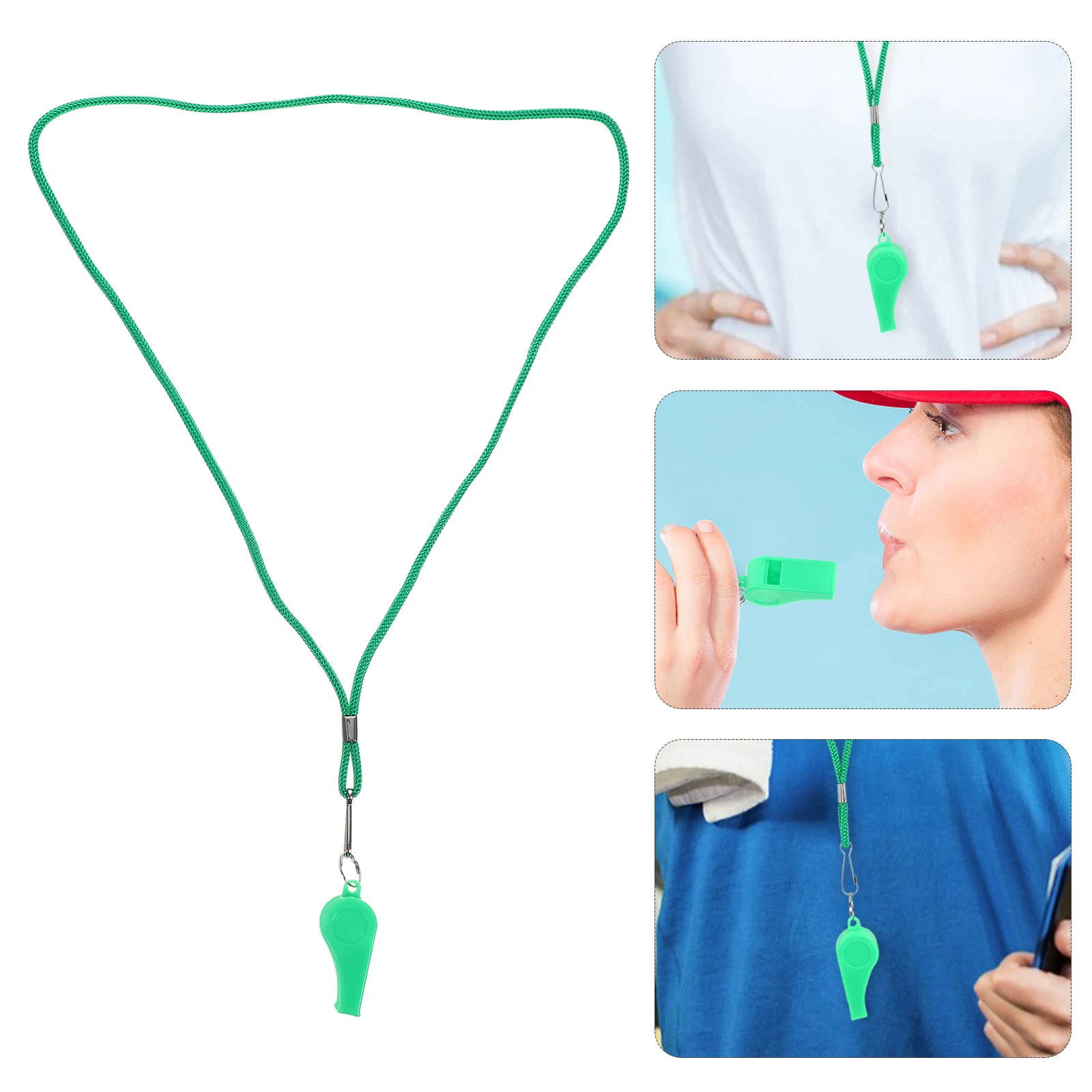 

4 Pcs Survival Whistle Cheerleading Air Plastic Sports Whistles with Lanyard