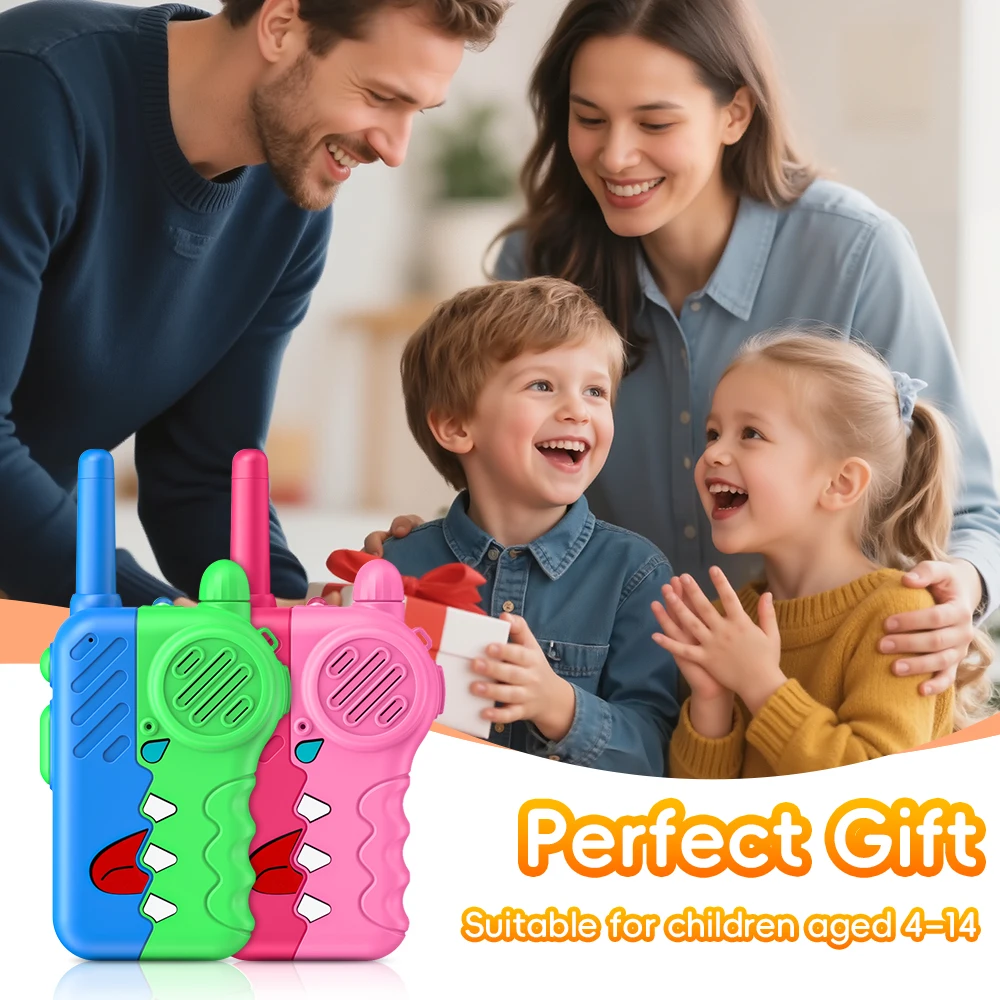 Awapow crianças walkie talkies bonito dinossauro forma walkie-talkie brinquedo das crianças com som claro presente perfeito idade de 3-12 ao ar livre