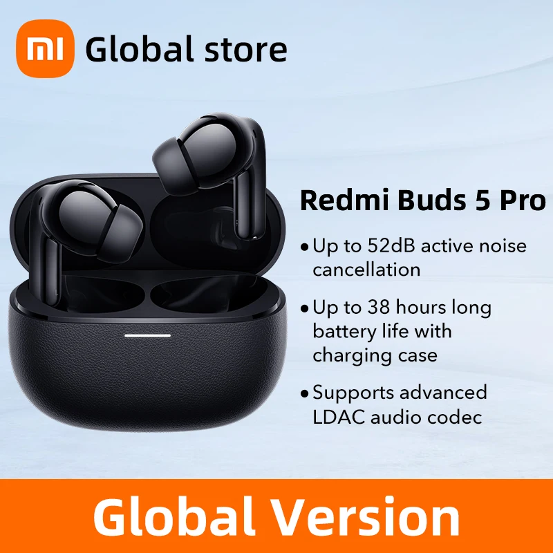 

Global Version Xiaomi Redmi Buds 5Pro earphone Up to 52dB Active Nolse Cancellation 38Hours Long Battery Hi-Res Audio Wireless