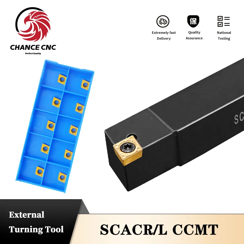 SCACR1010K09 SCACR1212H09 SCACR1616H09 SCACR2020 External Turning Tool Holder CCMT Carbide Inserts Lathe CNC Cutting Tools Set