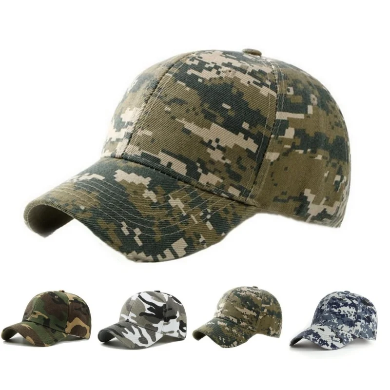 Camouflage Printed Fishing Hat Hiking Sports Baseball Cap SunHat Outdoor Summer Camp Club Train Army Green Anti-UV Hat Visors