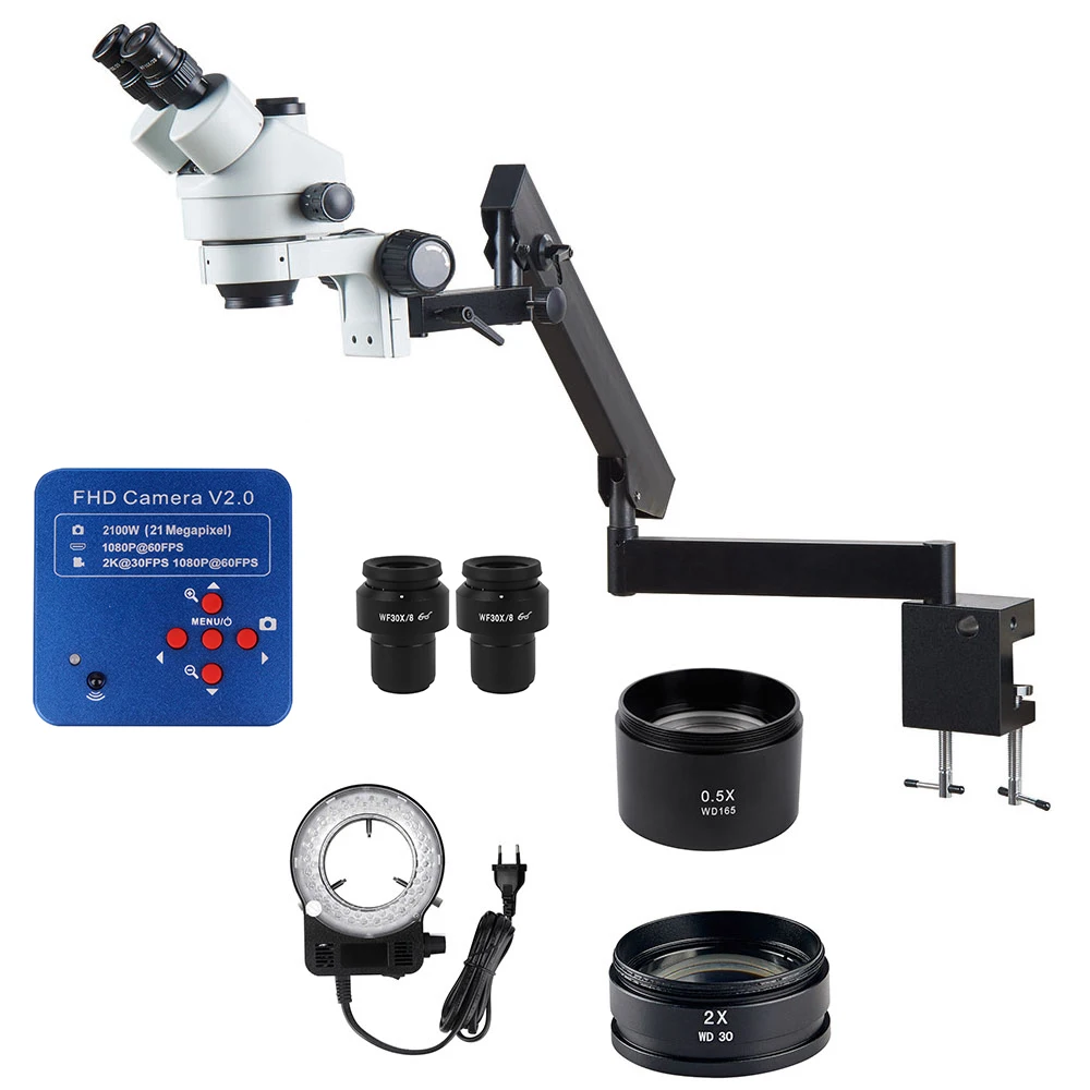 

3.5X-270X Zoom Trinocular Stereo Microscope Low Thickness Working Board Jewelry Identification LED Ring Light Lab Microscope