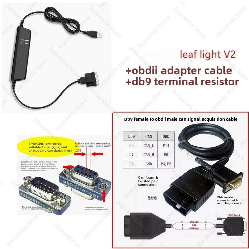 Leaf Light HS V2 Single Channel CAN Adapter, Compatible for Kvaser Leaf Light HS V2 USB To CAN Interface