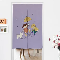 Happy Family Cartoon Door Curtains Bedroom Kitchen Noren Doorway Curtain Restaurants Home Entrance Partition Decor Half-Curtain