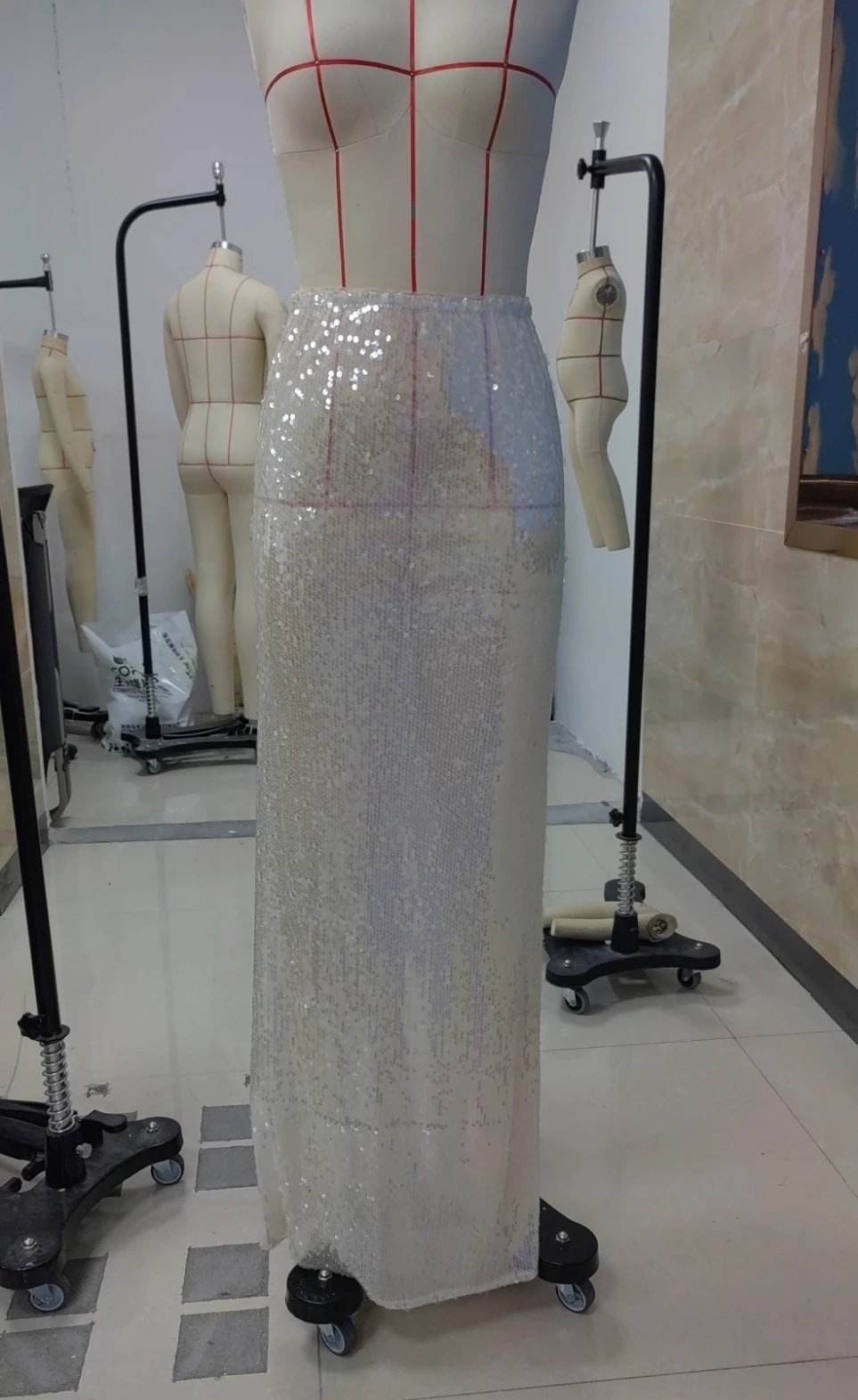 Damskie letnie spódnice maxi y2k Coquette Sexy z cekinami, przezroczyste, błyszczące, z elastyczną talią, długie, obcisłe spódnice na imprezę, do klubu.
