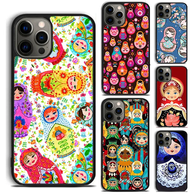 Etui na telefon dla iPhone 15 14 6 7 8 Plus XR XS SE2020 Apple 11 12 13 mini Pro Max coque babuszka matrioszka czerwona rosyjska lalka