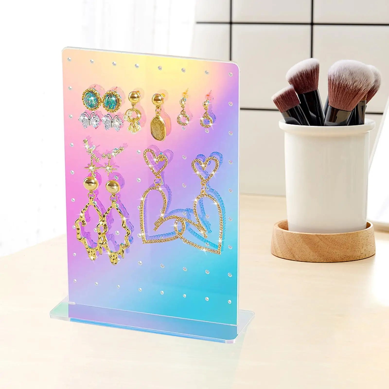 

Acrylic Earring Holder Jewelry Display Rack Organizer 72 Holes Durable and Delicate for Studs, Dangles and Hoops Portable