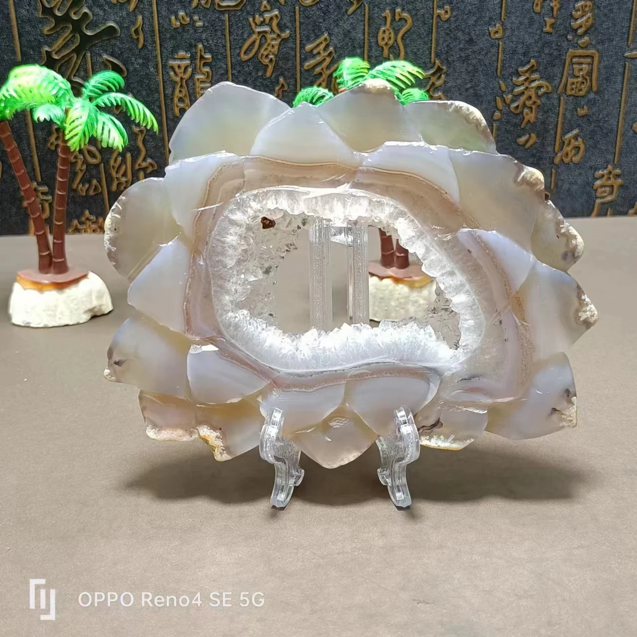 Natural Quartz Crystal, Agate Chip, Lotus Speculum, Ball Foundation, Home Decoration, Exquisite Gifts, Free Bracket