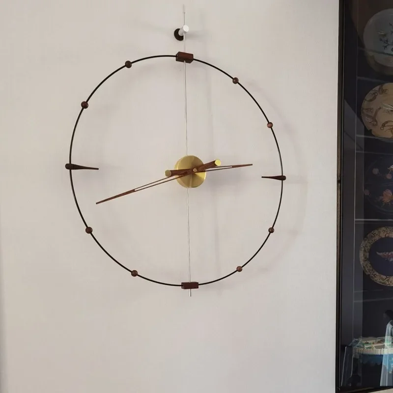 Minimalist Wall Clock Luxury Silent Solid Wood Pure Copper Hanging Clock Creative Art Clocks Large Modern Home Wall Decoration