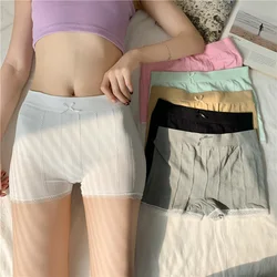 3pcs Women Safety Pants Set Mid waist Boxer Pants Ribbed Cotton Anti exposure Boxer Pants