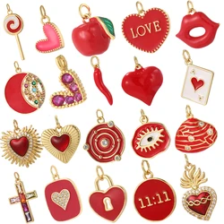 Cute  Heart  Charms for Jewelry Making Supplies Gold Color Tarot Card Charm Dijes Diy Woman Earrings Necklace Braclet Pendant