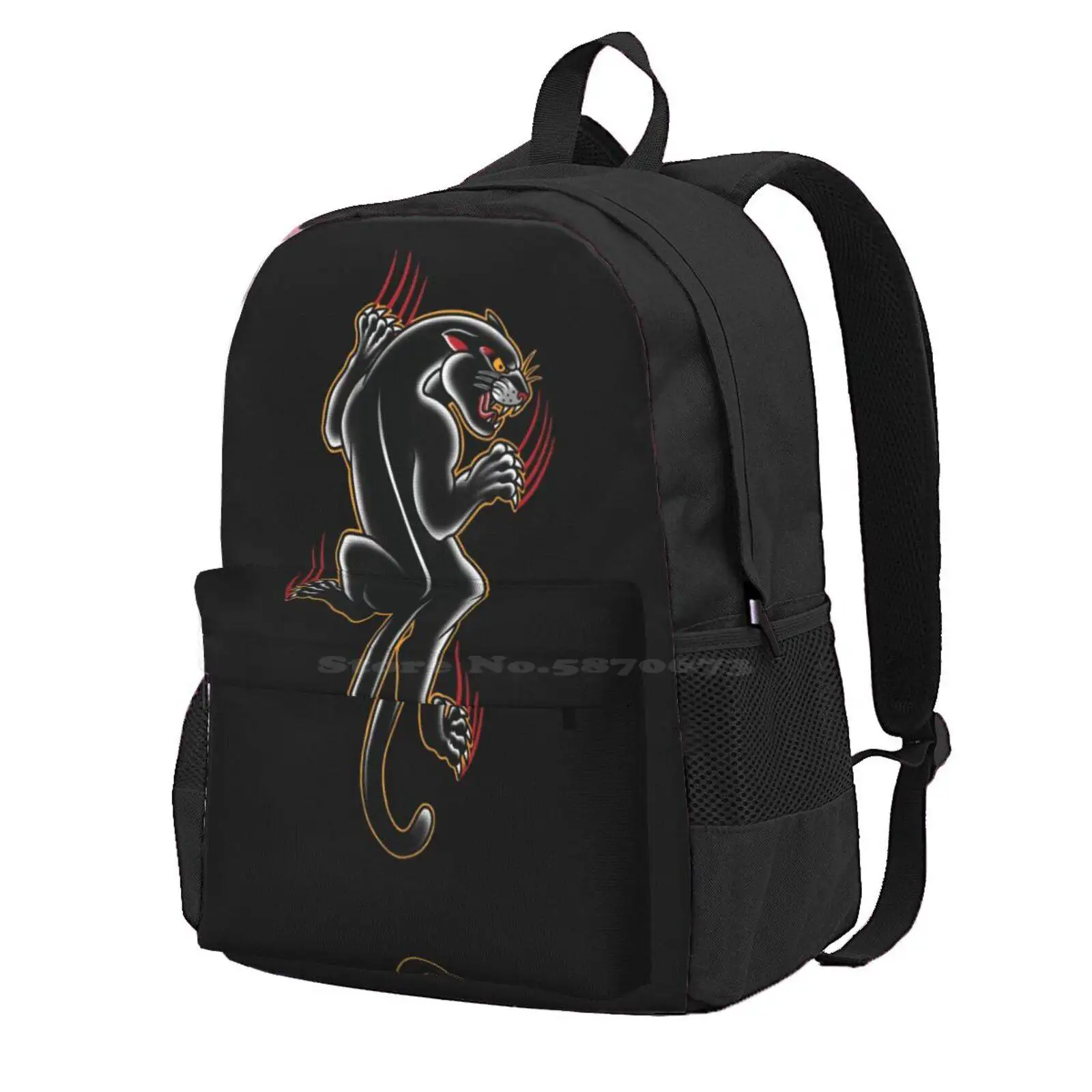 Traditional Tattoo Panther Illustration Hot Sale Schoolbag Backpack Fashion Bags Traditional Tattoo Big Cat Tattoo Crawling