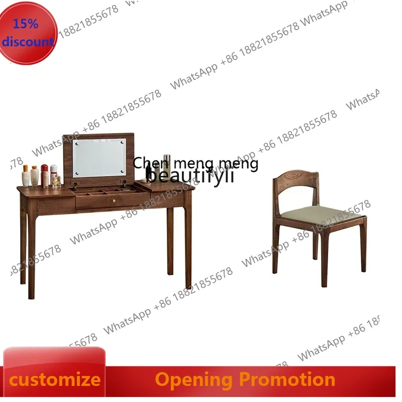 

New style North America Black Walnut Wooden Dressing Table Simple Modern Makeup Table Flip Dresser ss 7304
