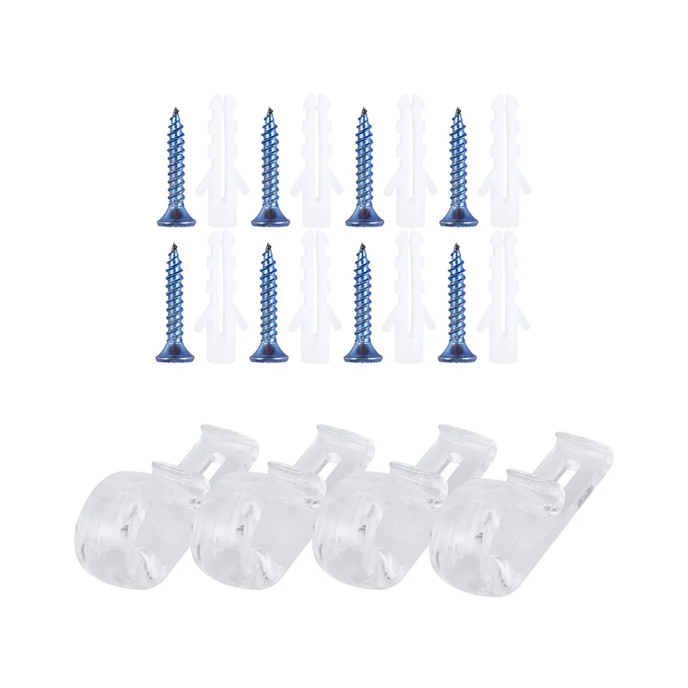 

Curtain Accessories 8 Clips 16 Screws Hooks Plastic P Clip 53cm Length Blinds Drapery Rod Bracket Mounting
