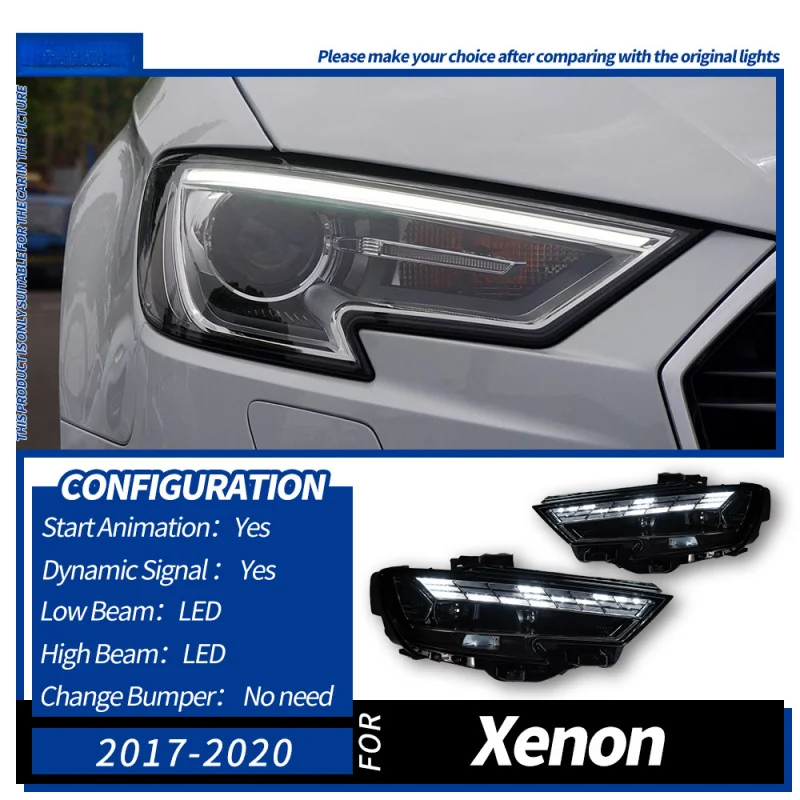 Suitable for 2017-2020 Audi A3 Headlight Assembly A3 Modified 8Y Running Lights Flowing Turn Signal Matrix Daytime Runni view 5