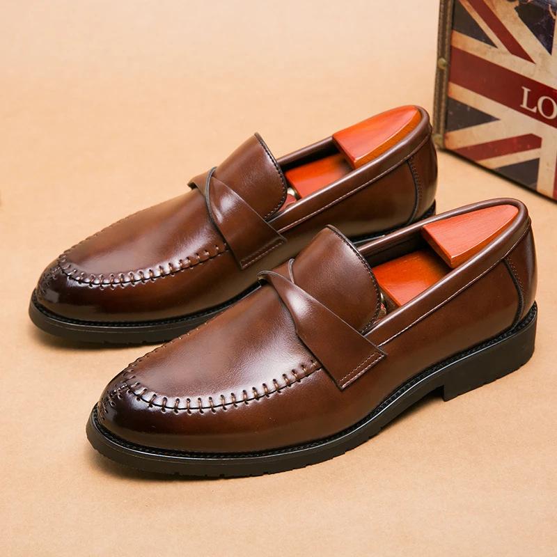Men Loafers PU Solid Color Professional Classic Daily Business Men Shoes