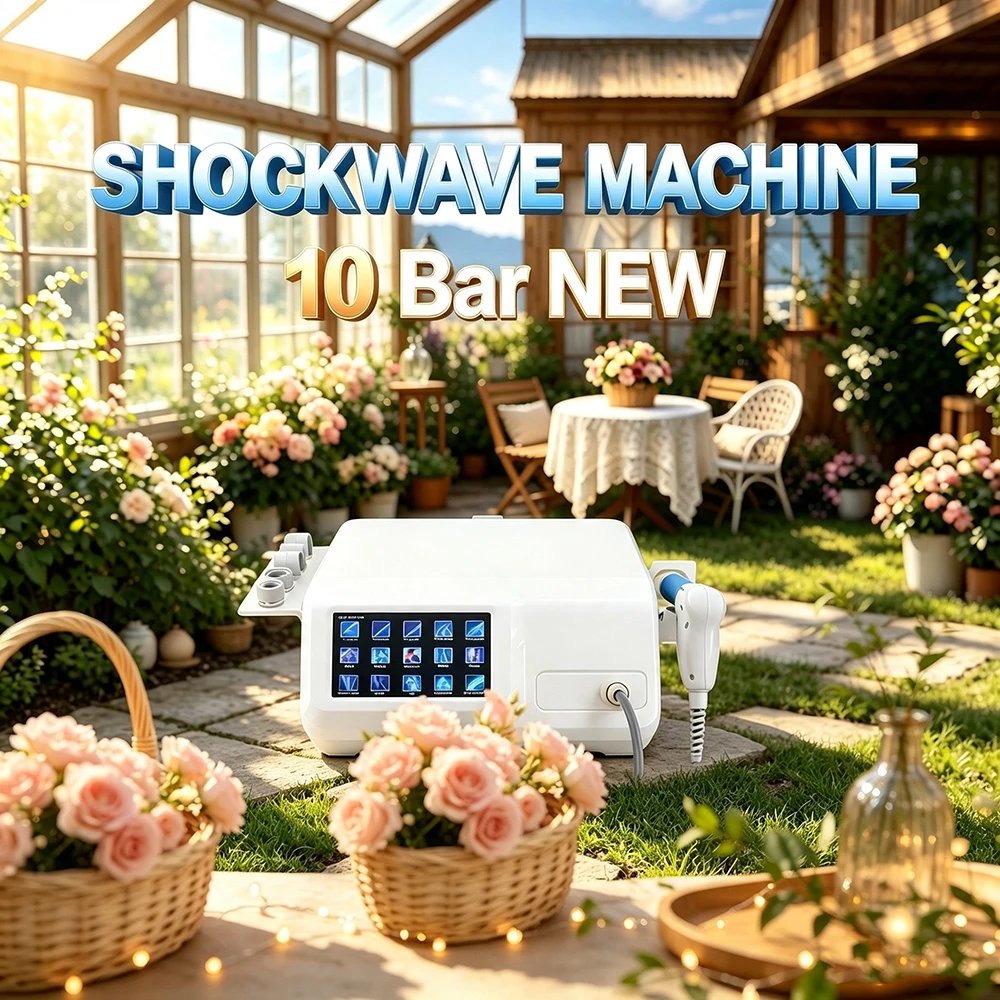Newest 10Bar Pneumatic Shockwave Therapy Machine Effectively Pain Alleviate Soft Tissue Therapy For ED Treatment Shock Wave