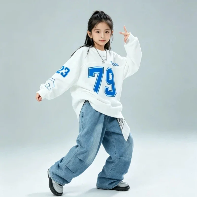 Street Dance Trendy Hoodie Kids Hip Hop Jazz Dancer Digital Print Performance Clothing