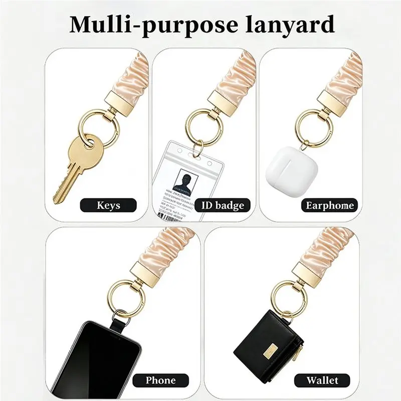 B50B-Scrunchie Lanyard DIY Kit, Stretchable Elastic Wrist & Neck Lanyard For ID-Badge Holder And Keys