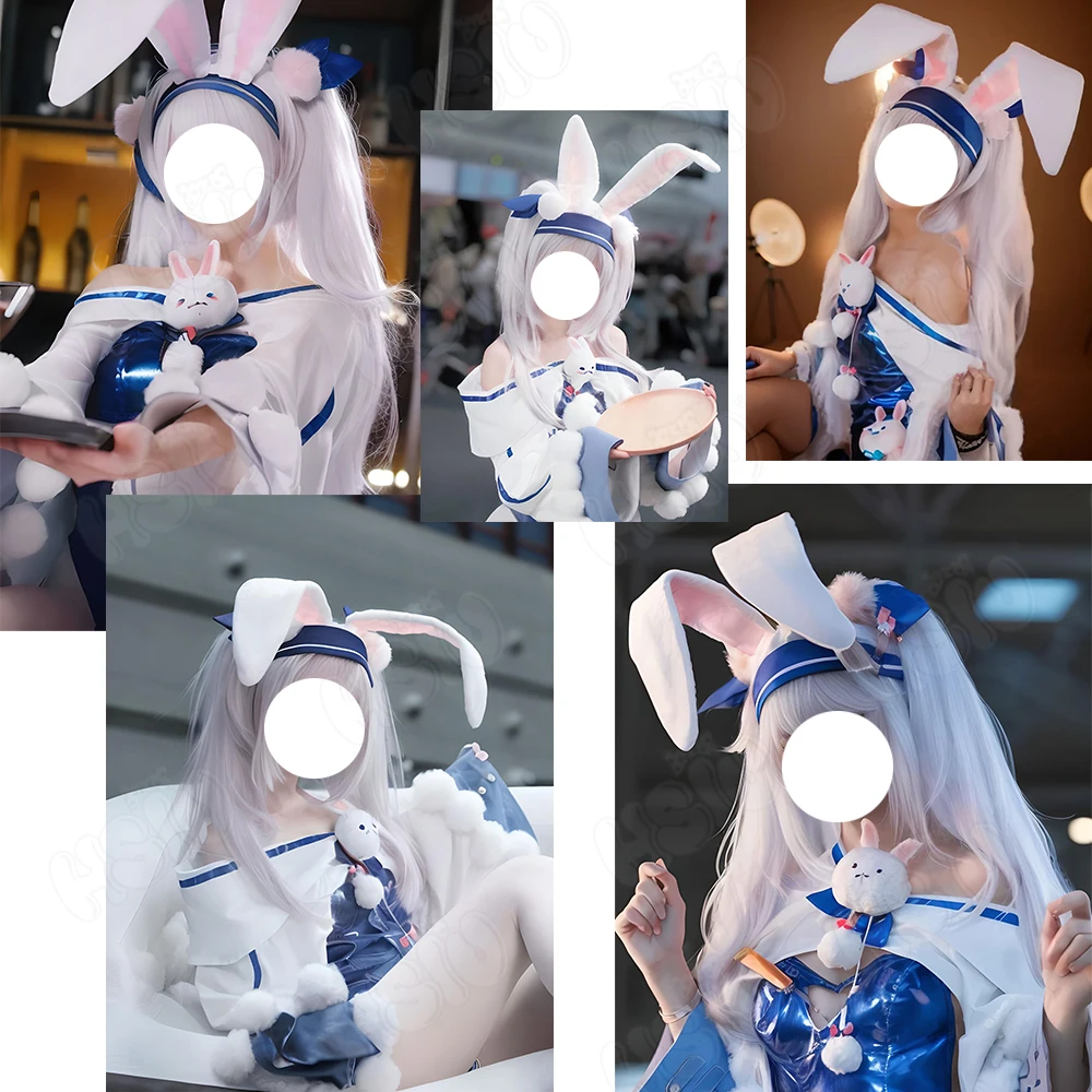 Laffey Cosplay Wig Fiber synthetic wig「HSIU」70cm Light purple long Wig+Wig cap Game Azur Lane Laffey Cosplay Wig