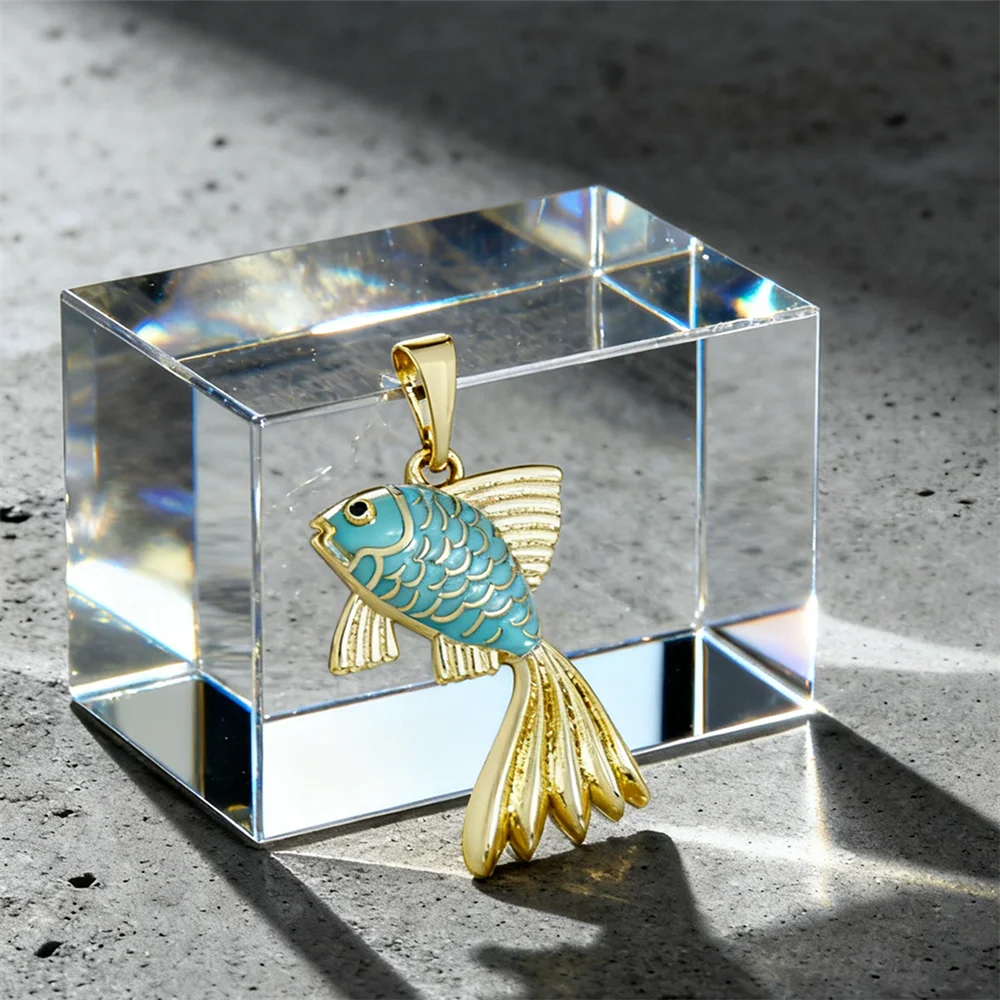 3Pcs Pendants Brass Enamel Koi Fish Charms for DIY Jewelry Necklace Bracelet Making Fashion Daily Wear Accessories for Men Women view 2