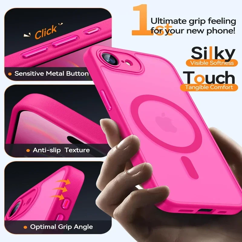 Luxuriöse Matte Hartschale für iPhone 17E 16E 18 17 Air 16 15 14 13 12 11 Pro Max IPhone17E mit Magsafe-Ladefunktion, Durchsichtige Hülle – Detail 5