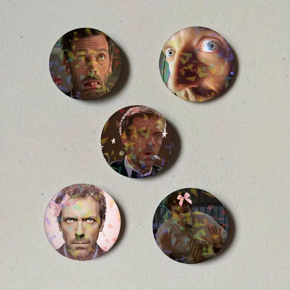 TV H-House MD Cute Meme Button Pins Backpack Clothing Decor Brooch Cartoon Science Fiction Badge Laser Jewelry Gifts for Kids