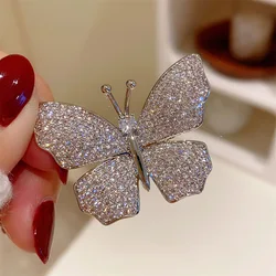 Rhinestone Butterfly Brooches for Women Silver Color Luxury Design High Grade Insect Lapel Pins Female Coat Corsage Wedding Gift