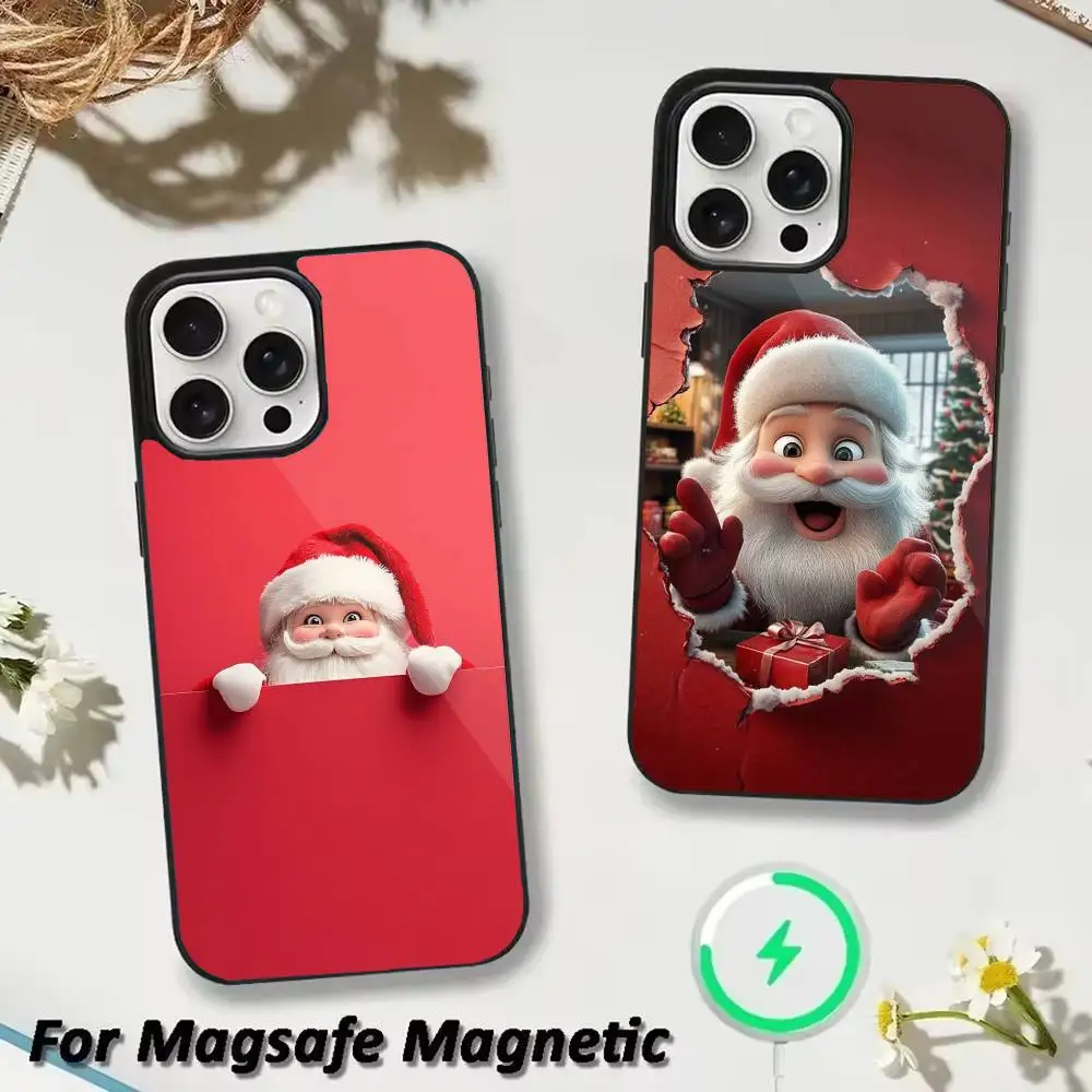 

Cute Santa christmas Phone Case For iPhone 17,16,15,14,13,12,Plus,Pro,Max For Magsafe Magnetic Wireless Charge