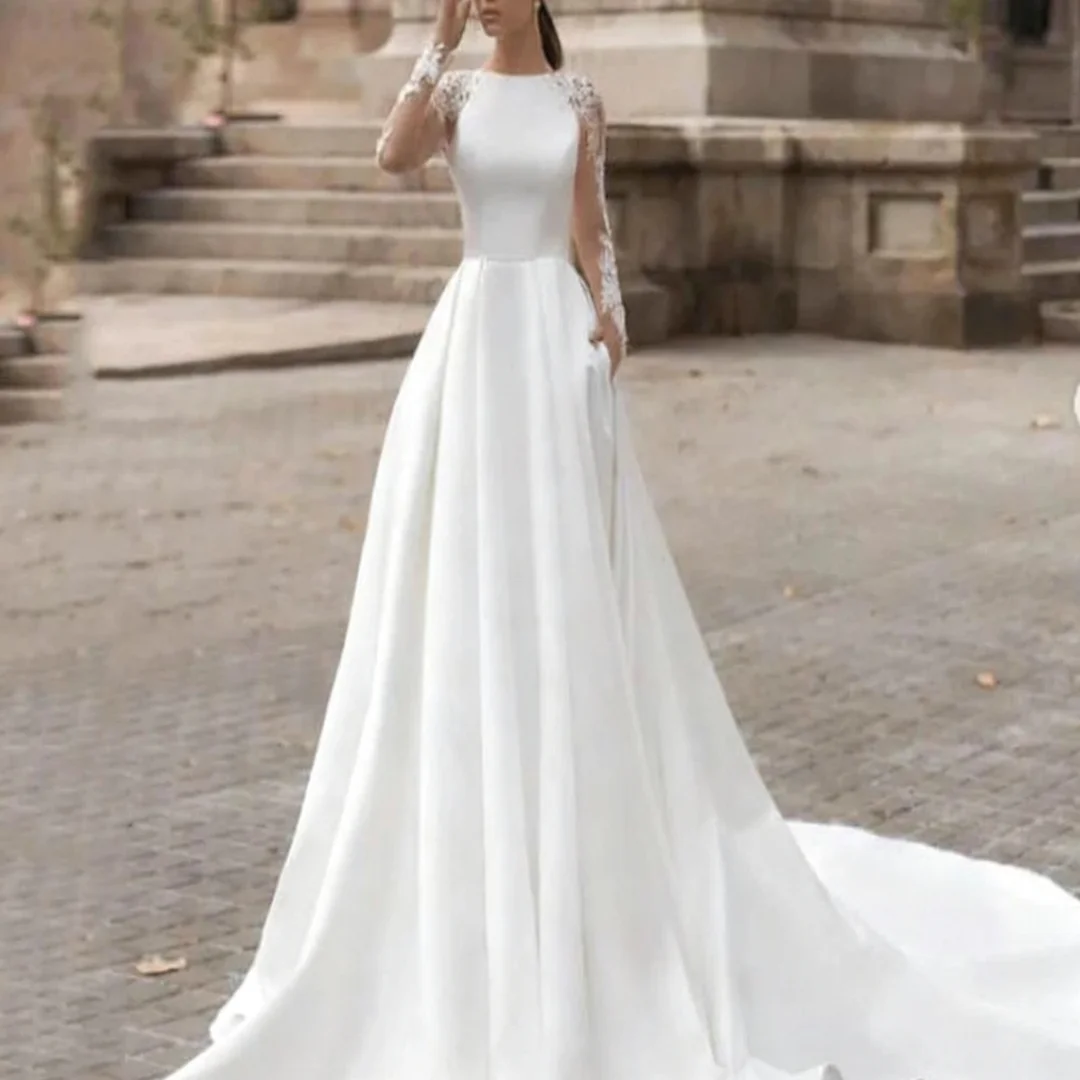 

Свадебные платья с длинным рукавом по индивидуальному заказу, роскошные для женщин, бальное платье невесты, вечерние платья для выпускного вечера