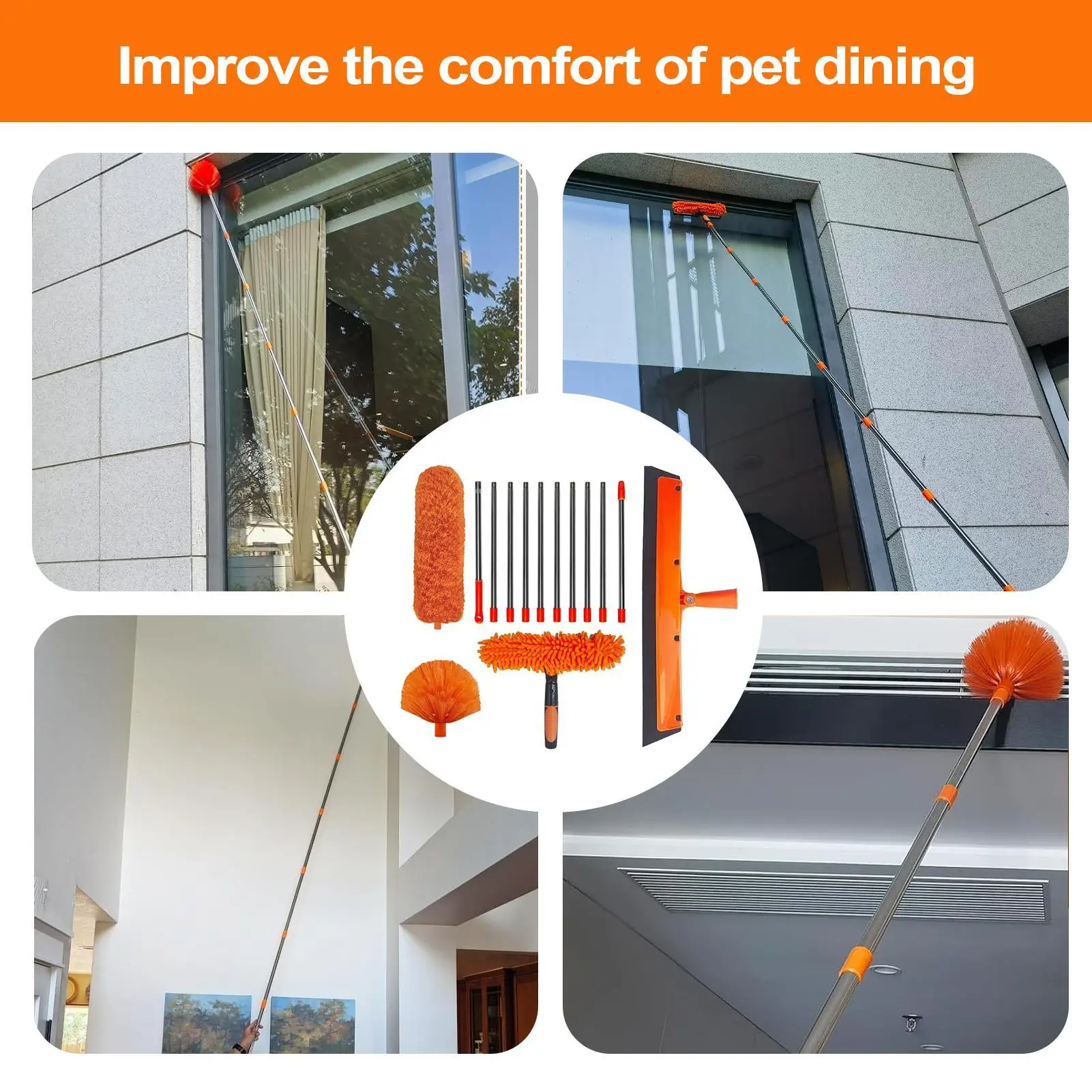 

Потолочная тряпка High Spider Web Cleaner 2in1 комплект для мытья окон из микрофибры, многофункциональная щетка для потолочного вентилятора для полки, абажура