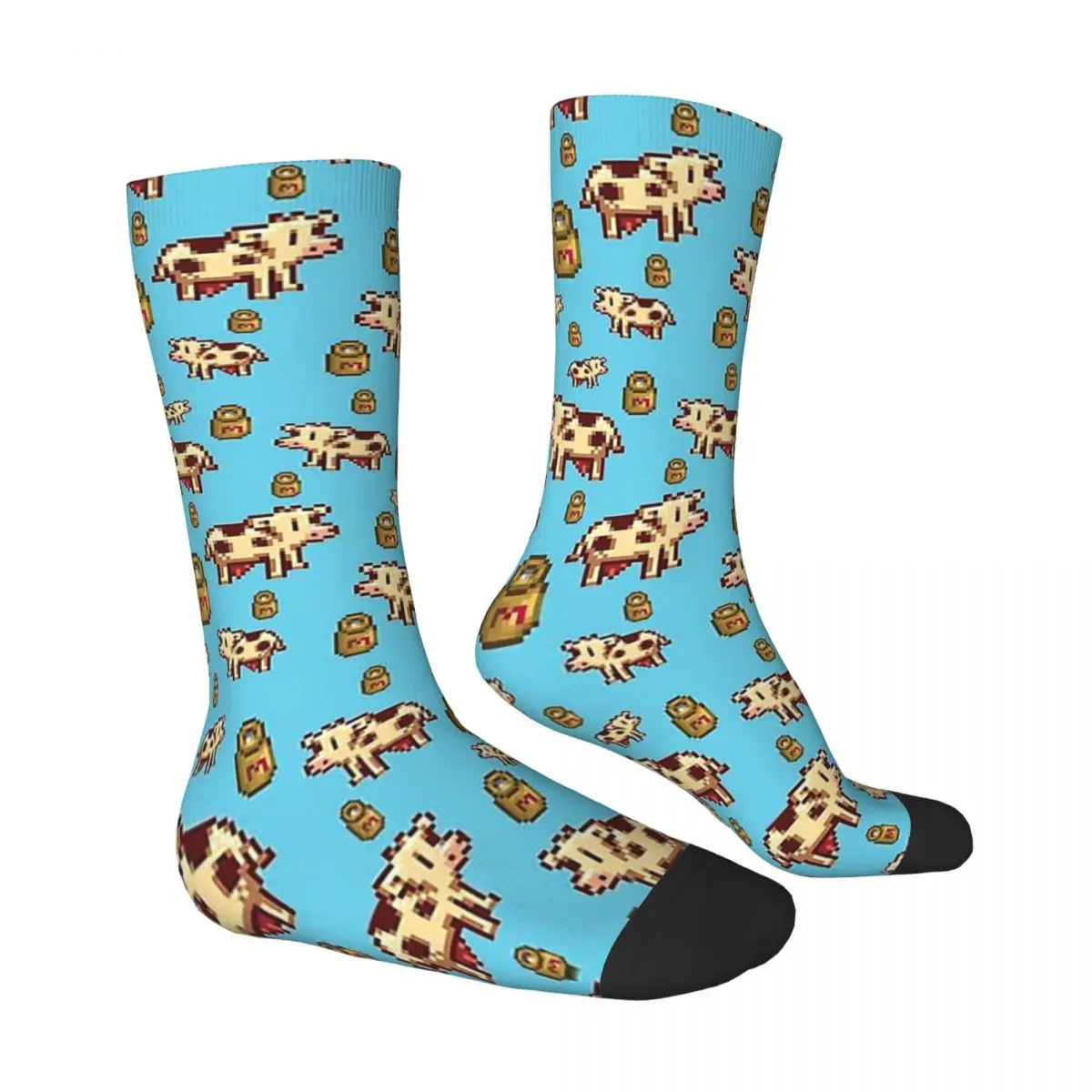 Cows Stardew Valley Popular Game Kawaii Socks Shopping Cartoon Pattern Socks