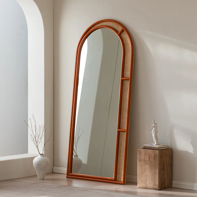 

French retro full-length mirror household entry medieval floor-to-ceiling mirror living room bedroom wall-mounted full-body mirr