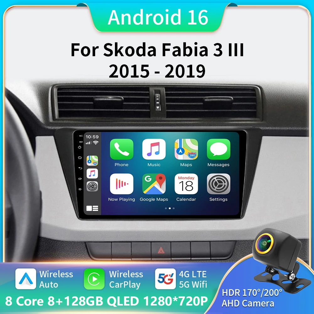 

Android 16 Multimedia Car Radio For Skoda Fabia 3 III 2015 2016 2017 2018 2019 Carplay 5G Wifi GPS RDS DVD autoradio stereo DSP