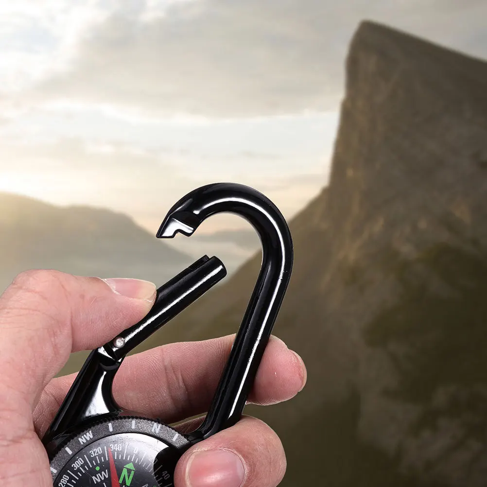 

2Pcs Portable Zinc Alloy Compass Carabiner Outdoor Camping Hiking Climbing Buckle Metal Compass Safety Buckle