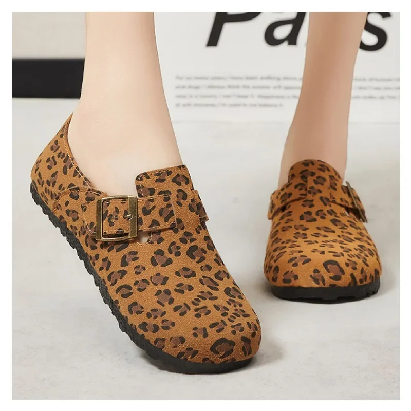

Women's Spring New Leopard Pattern Fashion Women's Shoes Flat Leather Soft Bottom Single Shoes Women's Casual Shoes