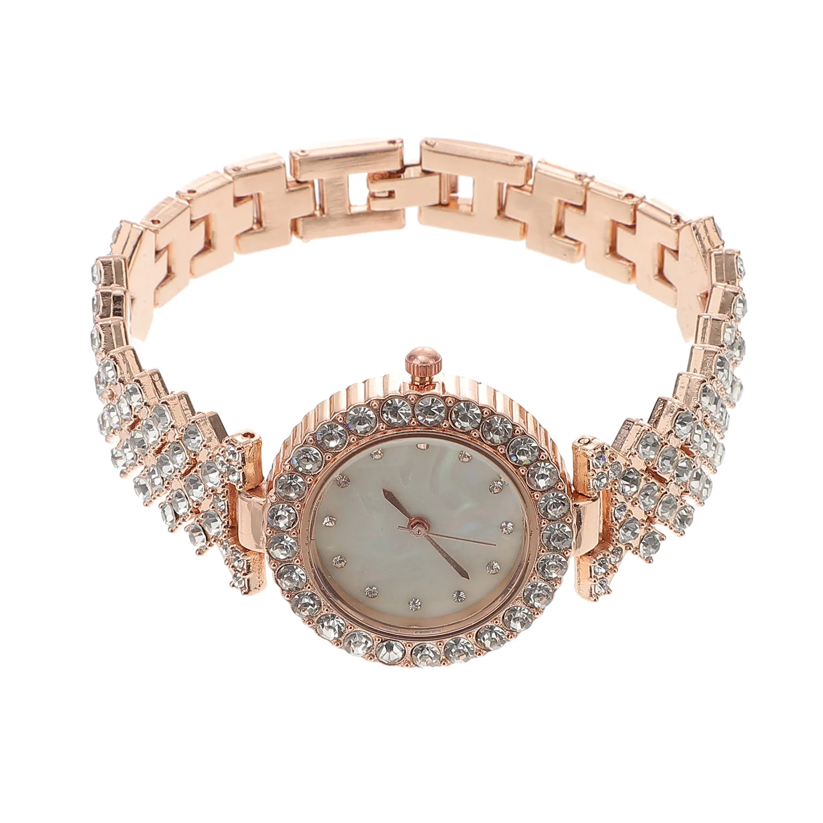 Relógio de pulso com diamante incrustado para mulheres, relógio de pulso elegante de liga, resistente ao desgaste, decorativo, acessório feminino