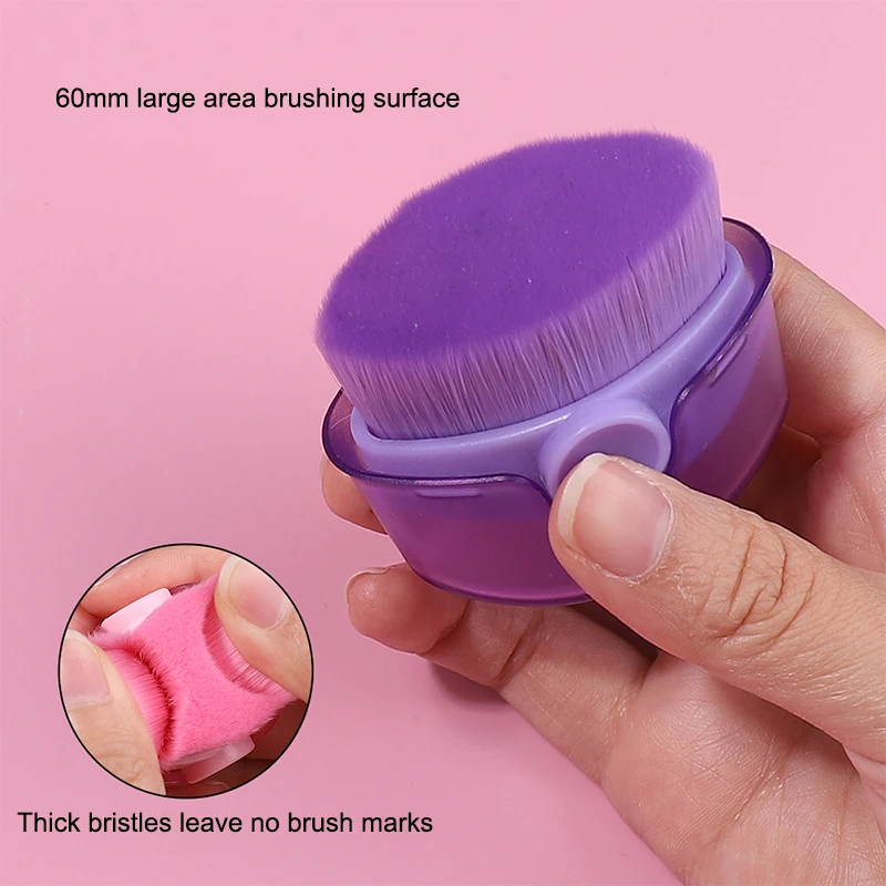 New Portable Nail Cleaning Brush With Cover Makeup Brush Soft Bristles Skin-Friendly Dust Remover Brush Makeup Tools